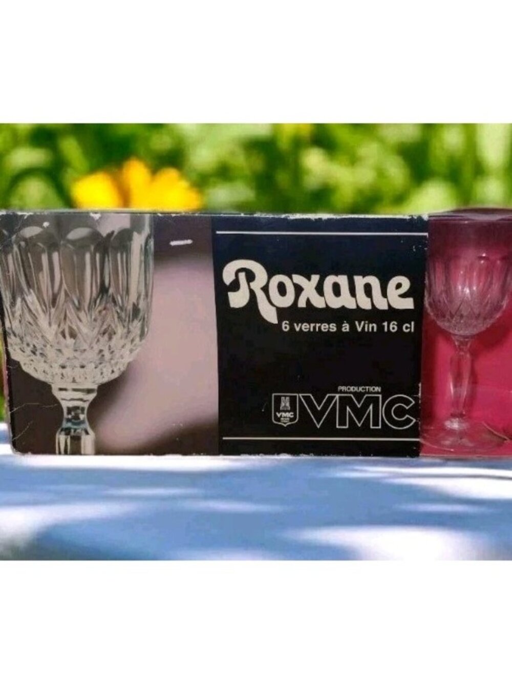 VMC Reims France 6 Teardrop Diamond Clear Wine Glass Set Roxane 160ml New MCM